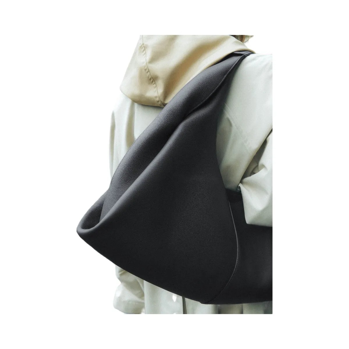 Polène Shuldo Textured Leather Bag Black - HypeFly India View 4