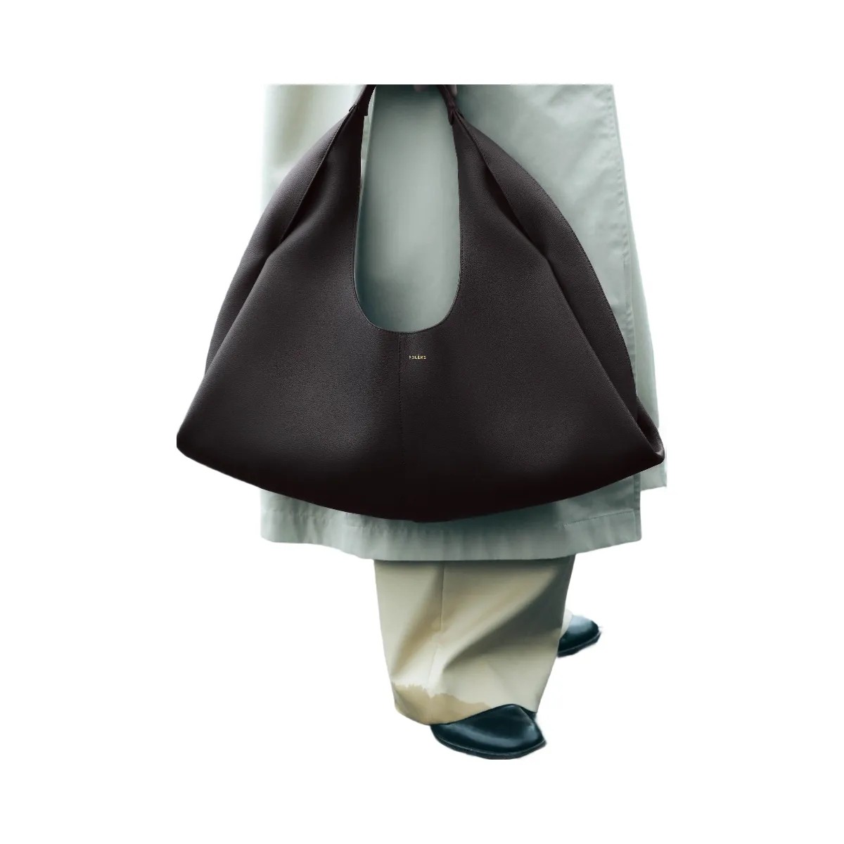 Polène Shuldo Textured Leather Bag Ebony - HypeFly India View 4