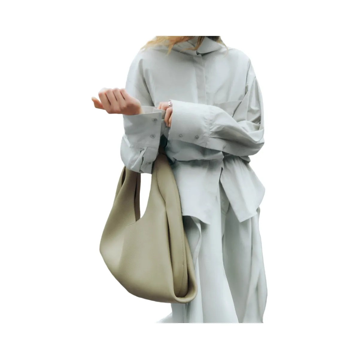 Polène Shuldo Textured Leather Bag Linden - HypeFly India View 4