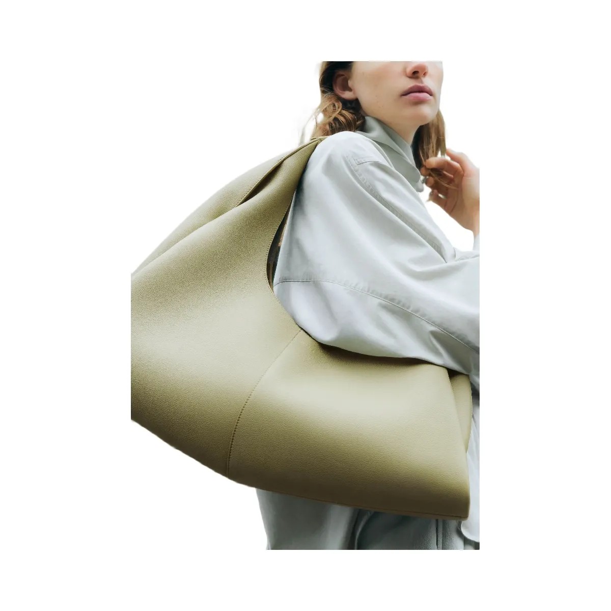 Polène Shuldo Textured Leather Bag Linden - HypeFly India View 5