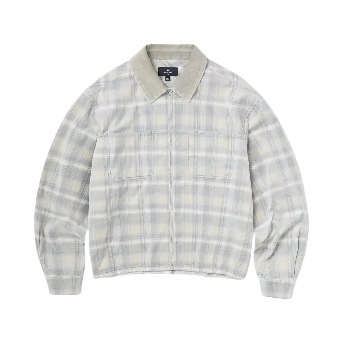 Represent Cord Zip Flannel Shirt Mineral - HypeFly India View 1