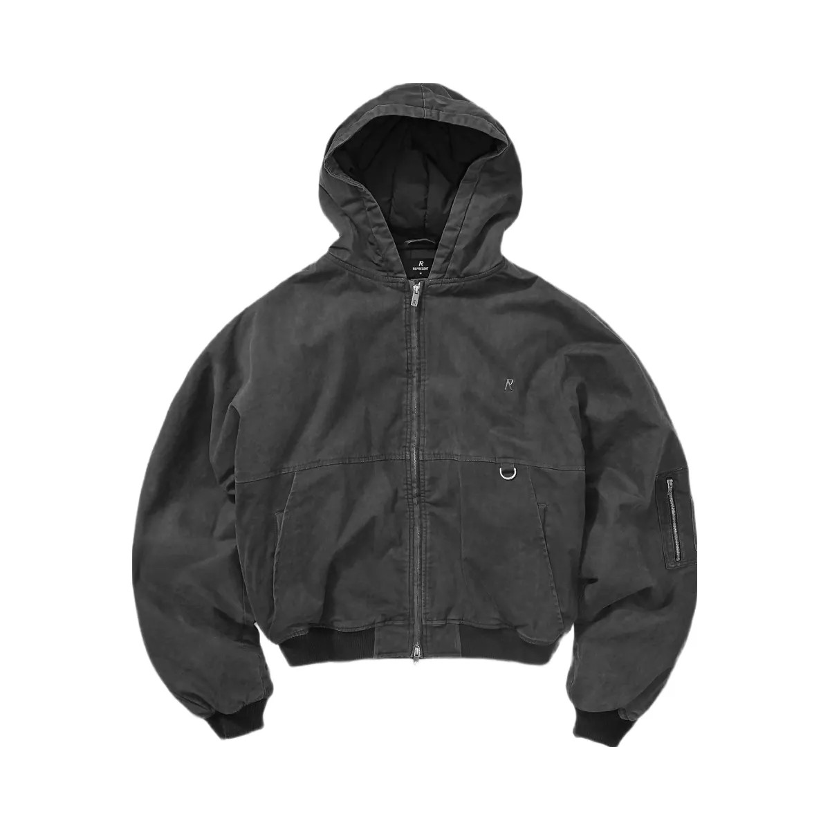 Represent Hooded Bomber Washed Black - HypeFly India View 1