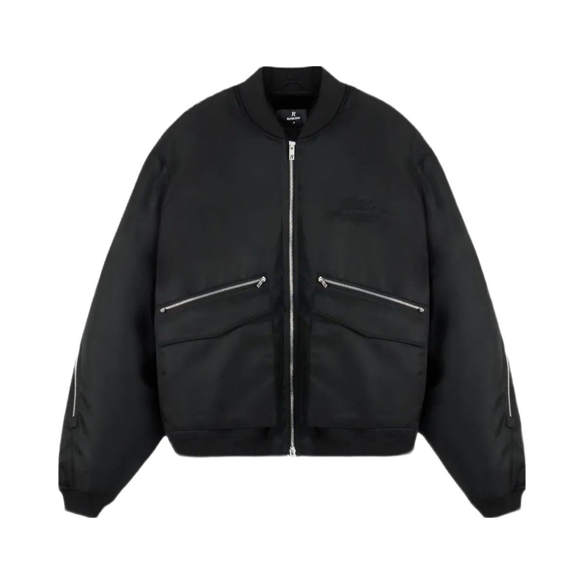 Represent Zip Back Bomber Jacket Jet Black - HypeFly India View 1