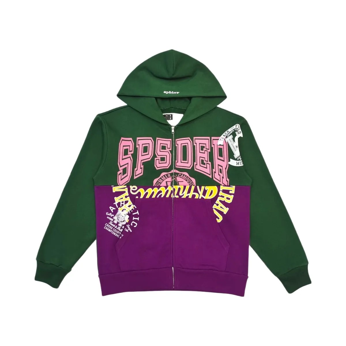 SP5DER Campers Field Zip Up Hoodie Green - HypeFly India View 1