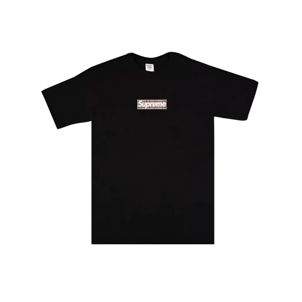 "Supreme x Burberry Box Logo Black Tee " - HypeFly India View 1