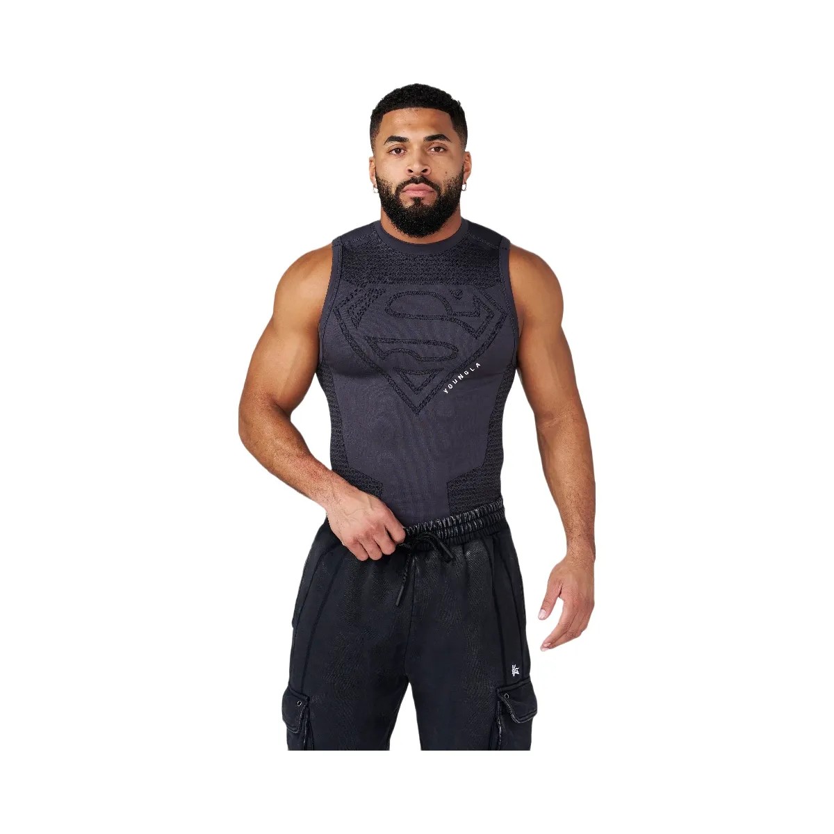 YoungLA Superman Compression Tanks 'Charcoal' - HypeFly India View 1