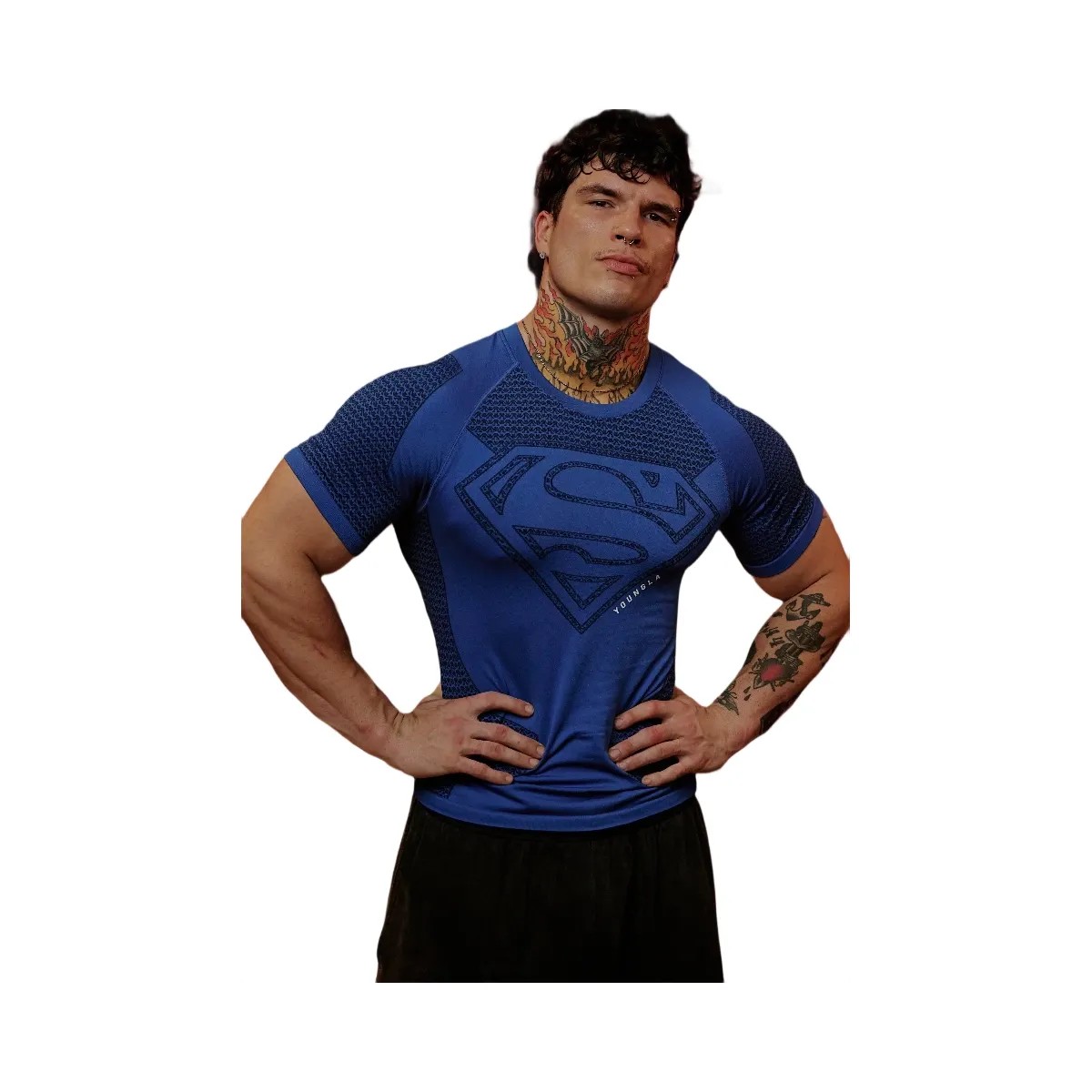 YoungLA Superman Compression Tees 'Blue' - HypeFly India View 1