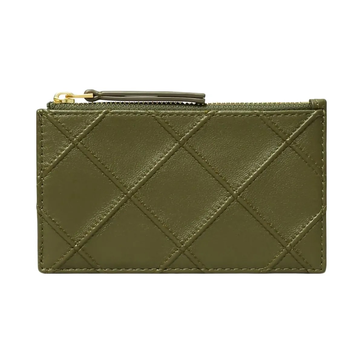 Tory Burch Fleming Zip Card Case Dark Olive - HypeFly India View 1