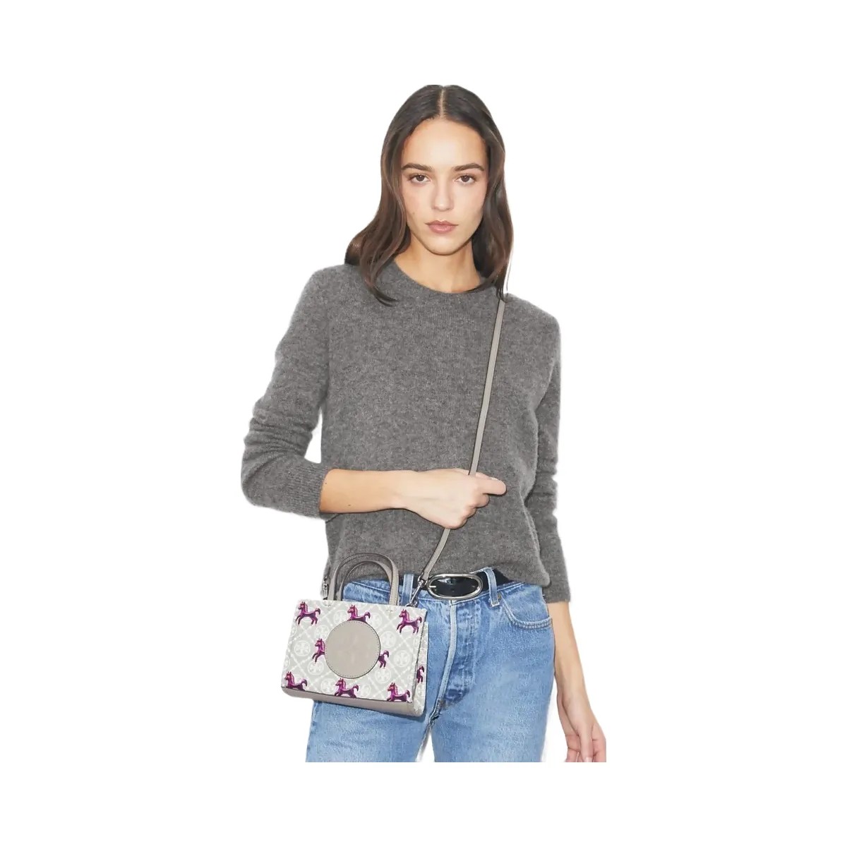 Tory Burch Mini Ella Horse Tote Gray / Magenta - HypeFly India View 2