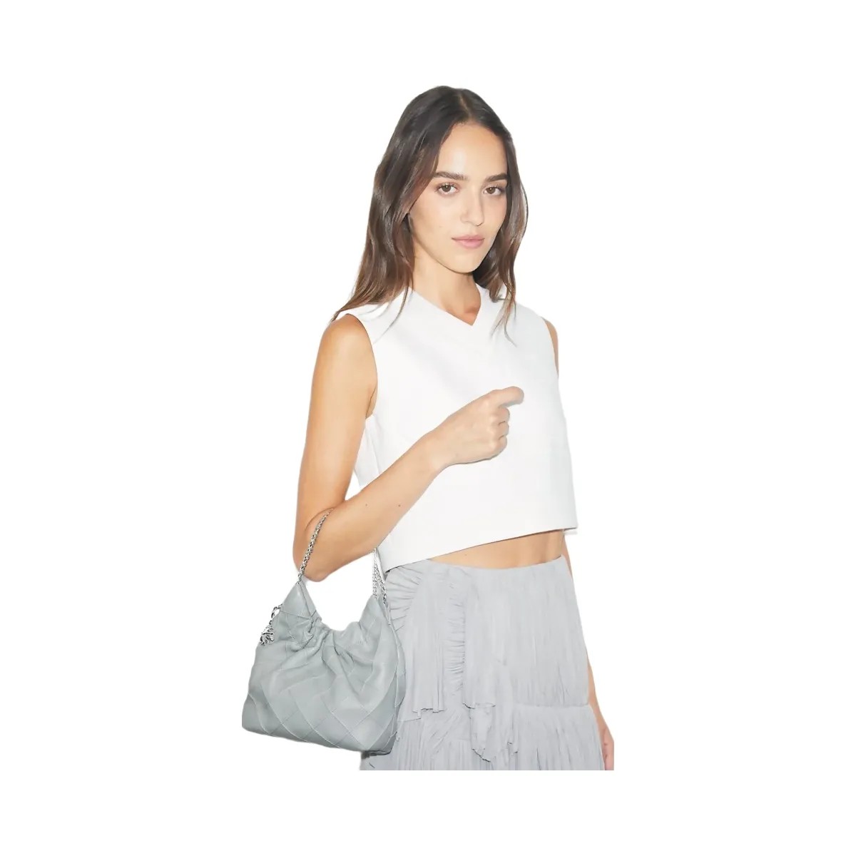 Tory Burch Mini Fleming Soft Hobo Bag Gray - HypeFly India View 4