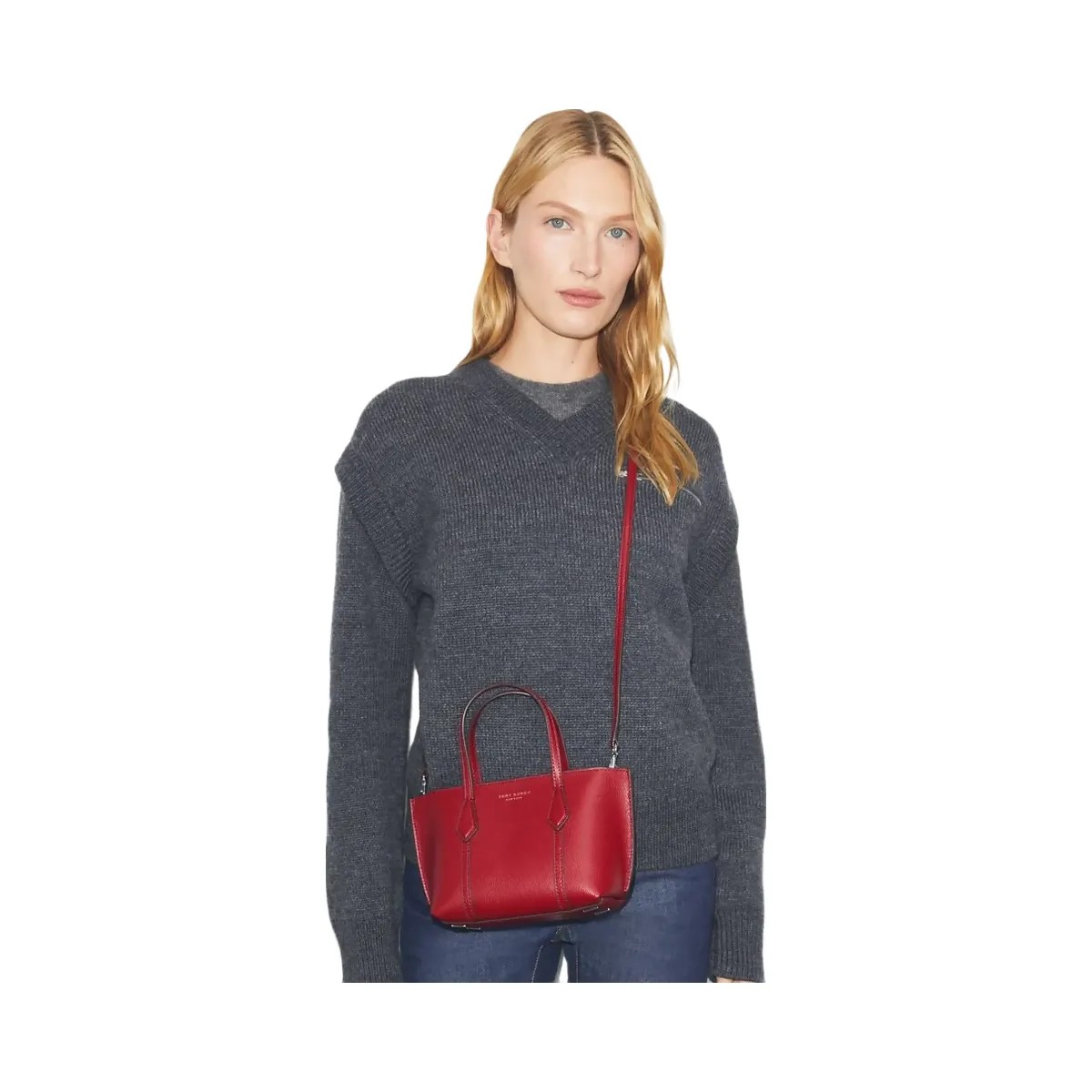 Tory Burch Mini Perry Tote Bartlett Red - HypeFly India View 2