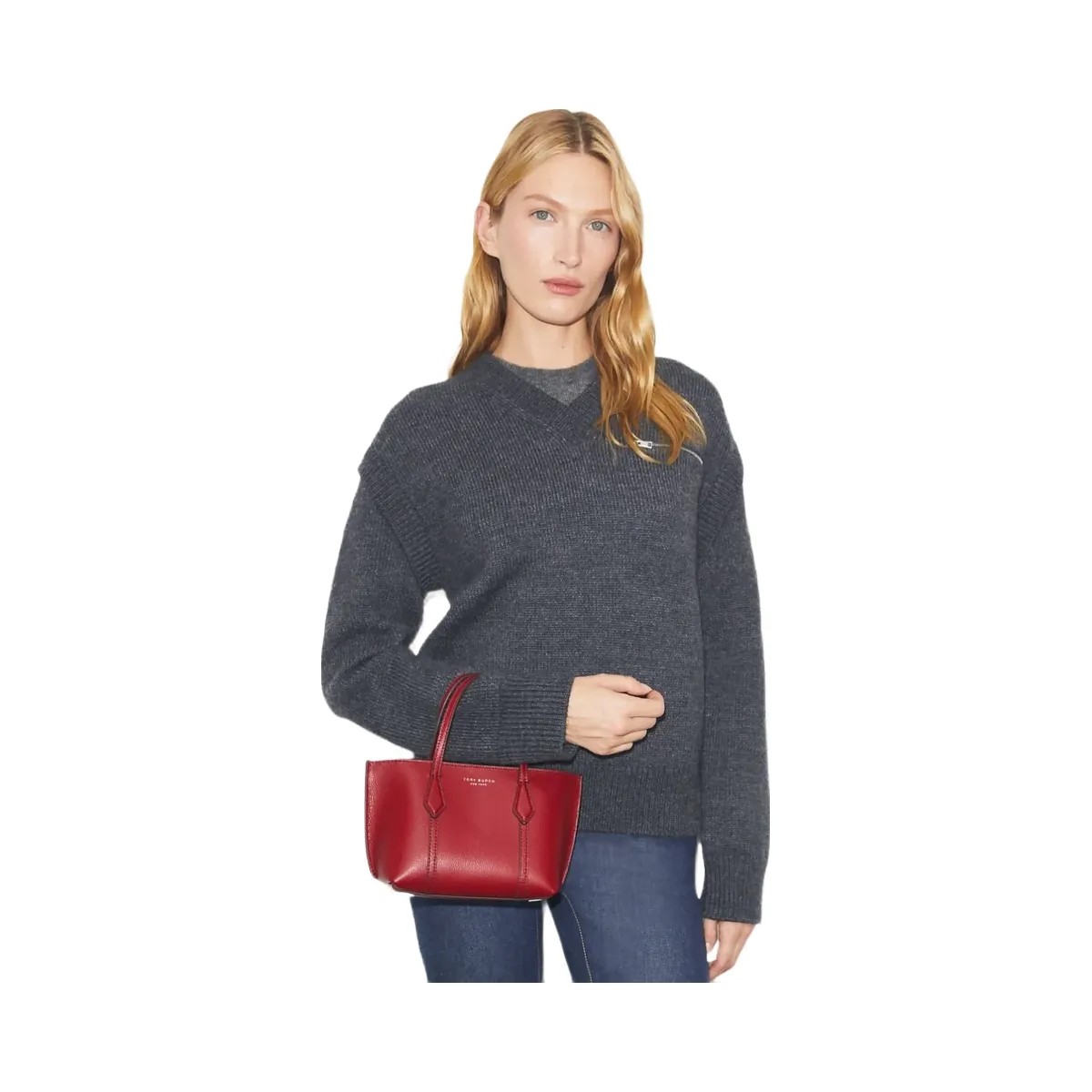 Tory Burch Mini Perry Tote Bartlett Red - HypeFly India View 4