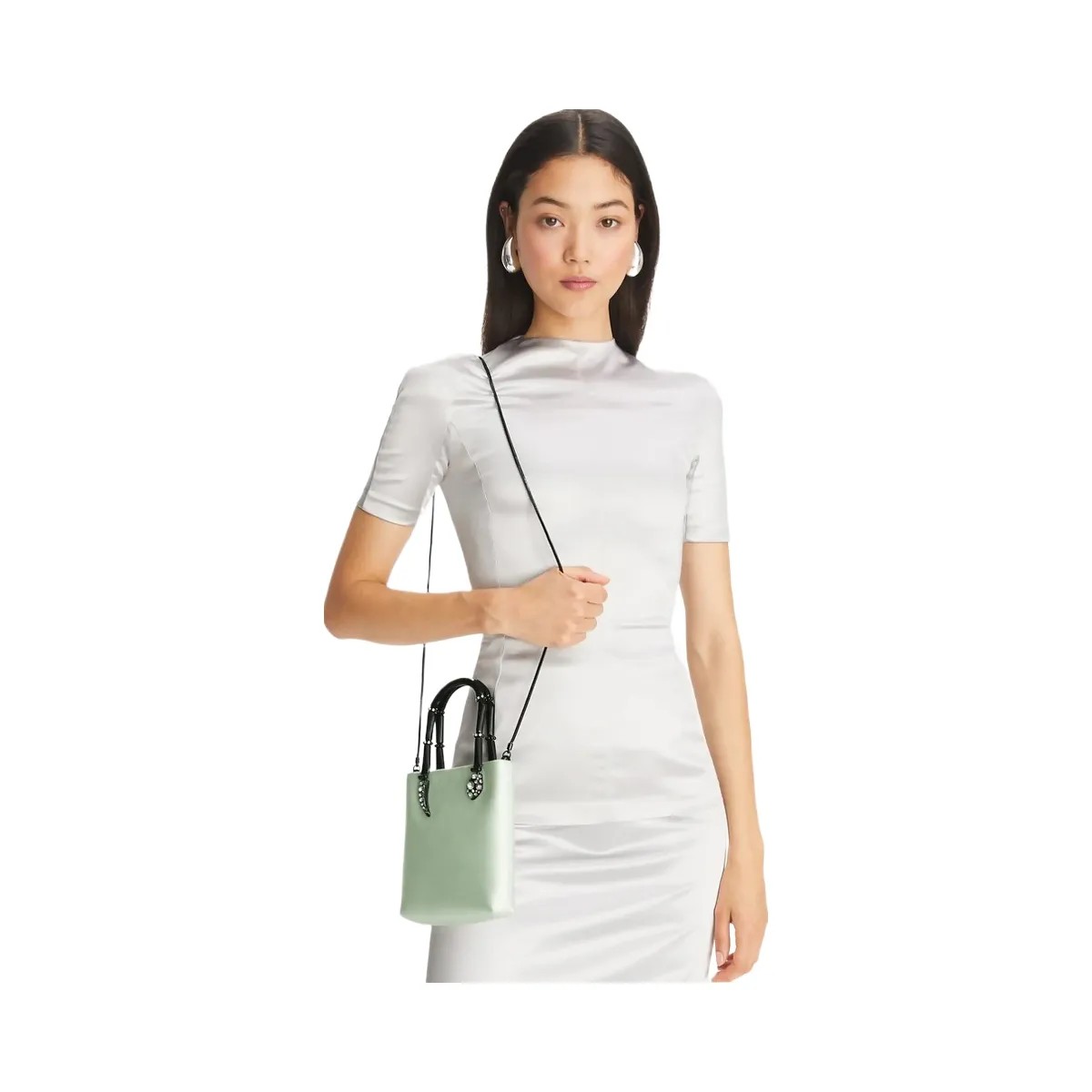Tory Burch Mini Satin Snake Handle Tote Mint - HypeFly India View 2