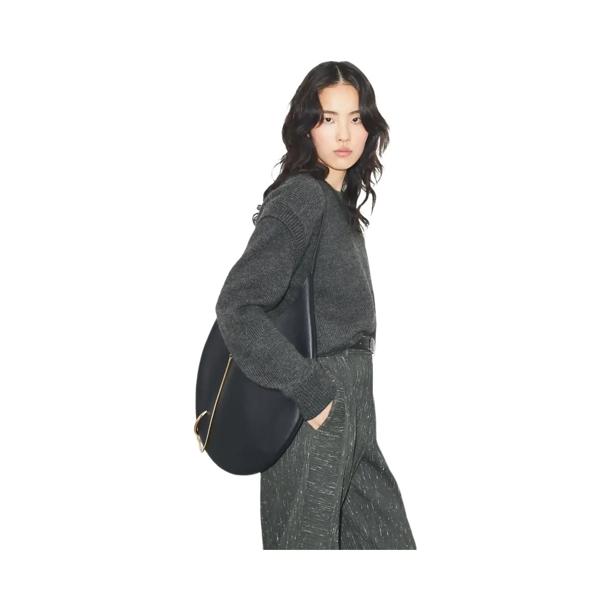 Tory Burch Pierced Soft Bag BLACK/GOLD - HypeFly India View 2