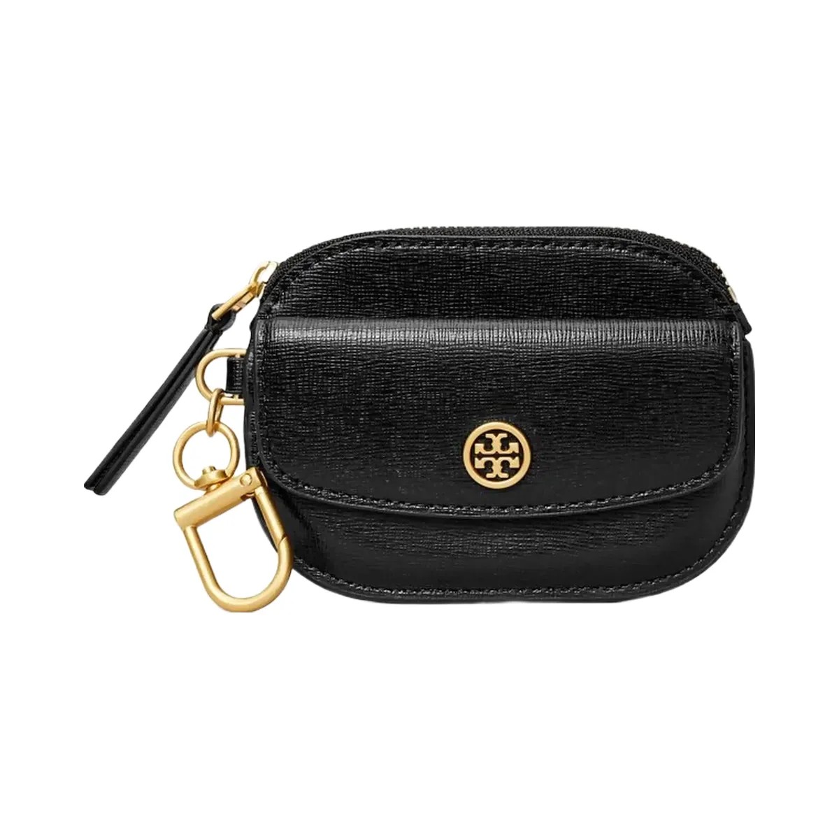 Tory Burch Robinson Card Case Key Ring Black - HypeFly India View 1