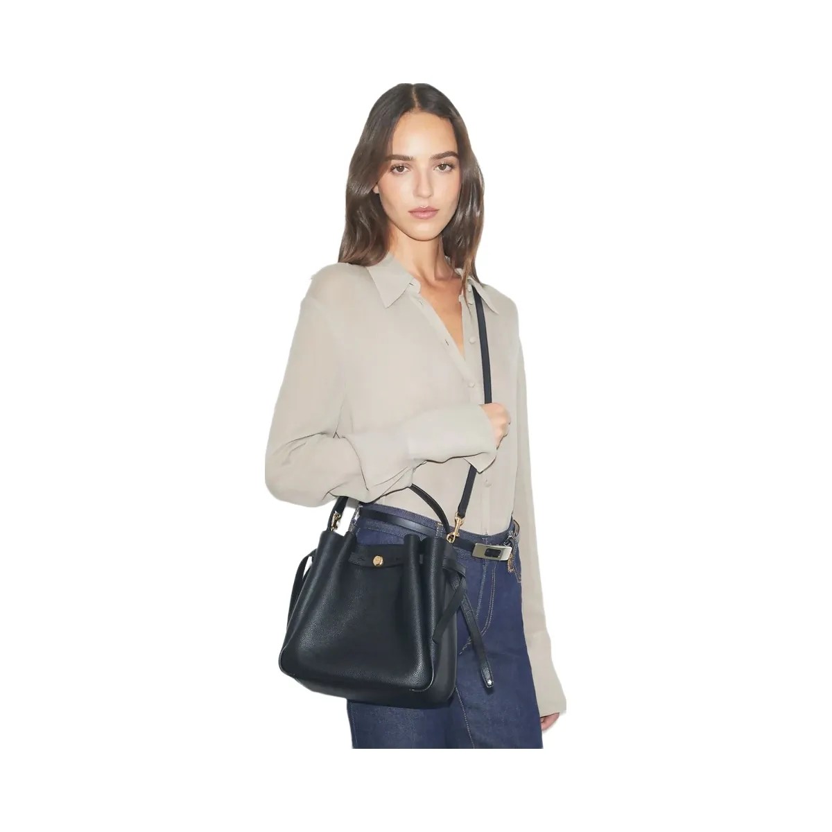 Tory Burch Romy Bucket Bag Black - HypeFly India View 2