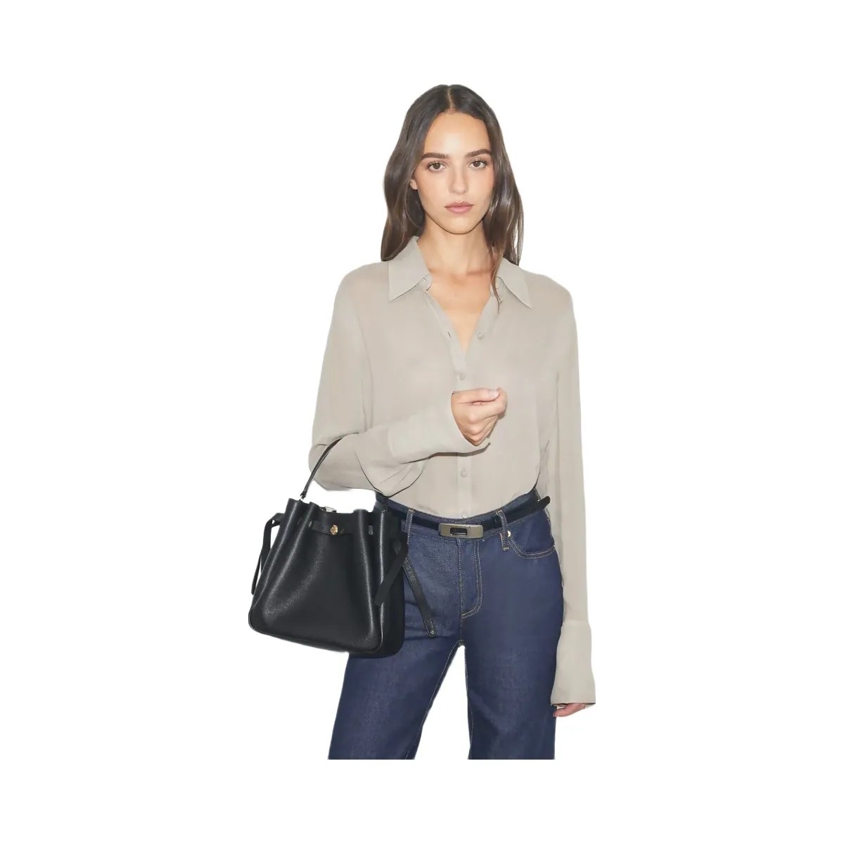 Tory Burch Romy Bucket Bag Black - HypeFly India View 5