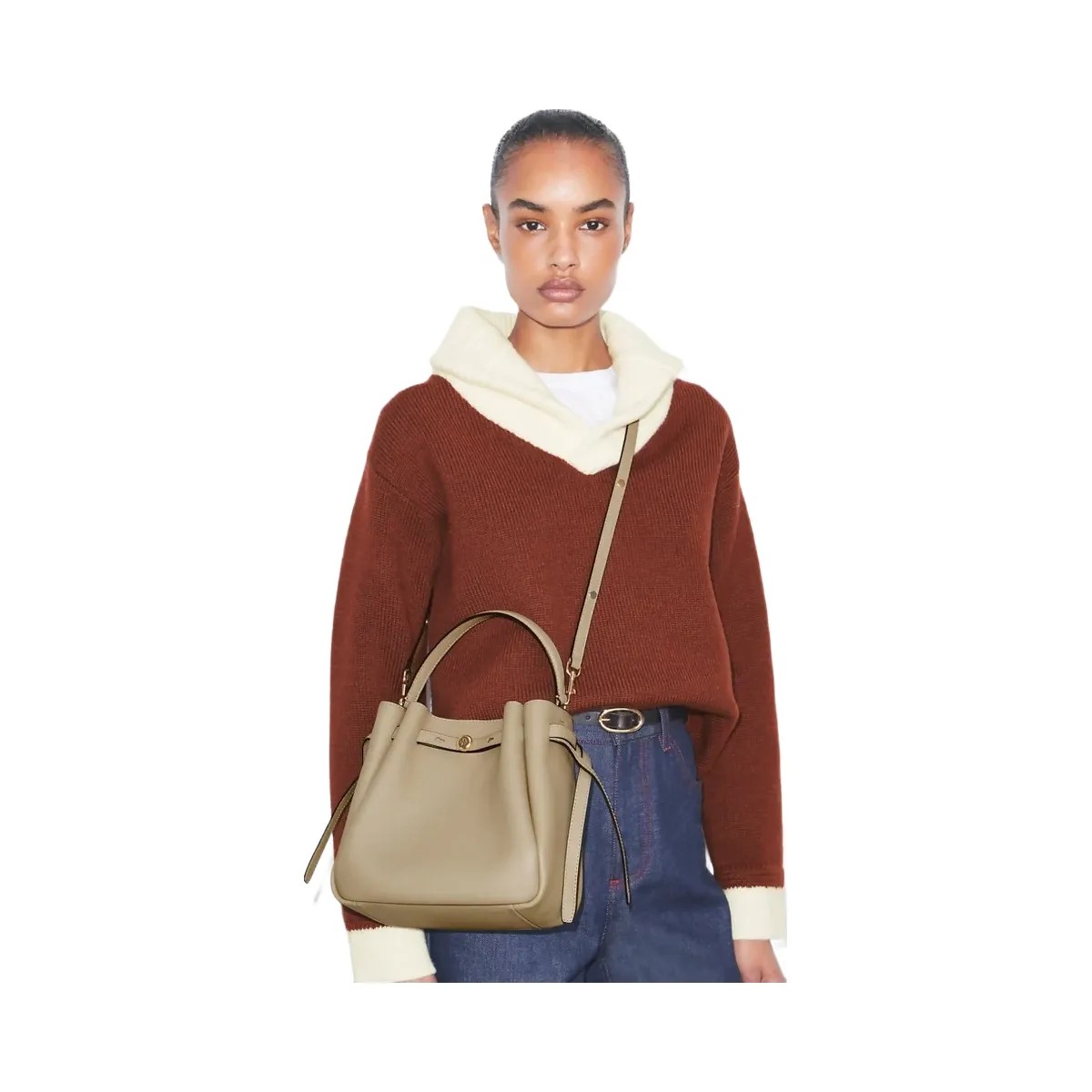 Tory Burch Romy Bucket Bag Soft Cement - HypeFly India View 2