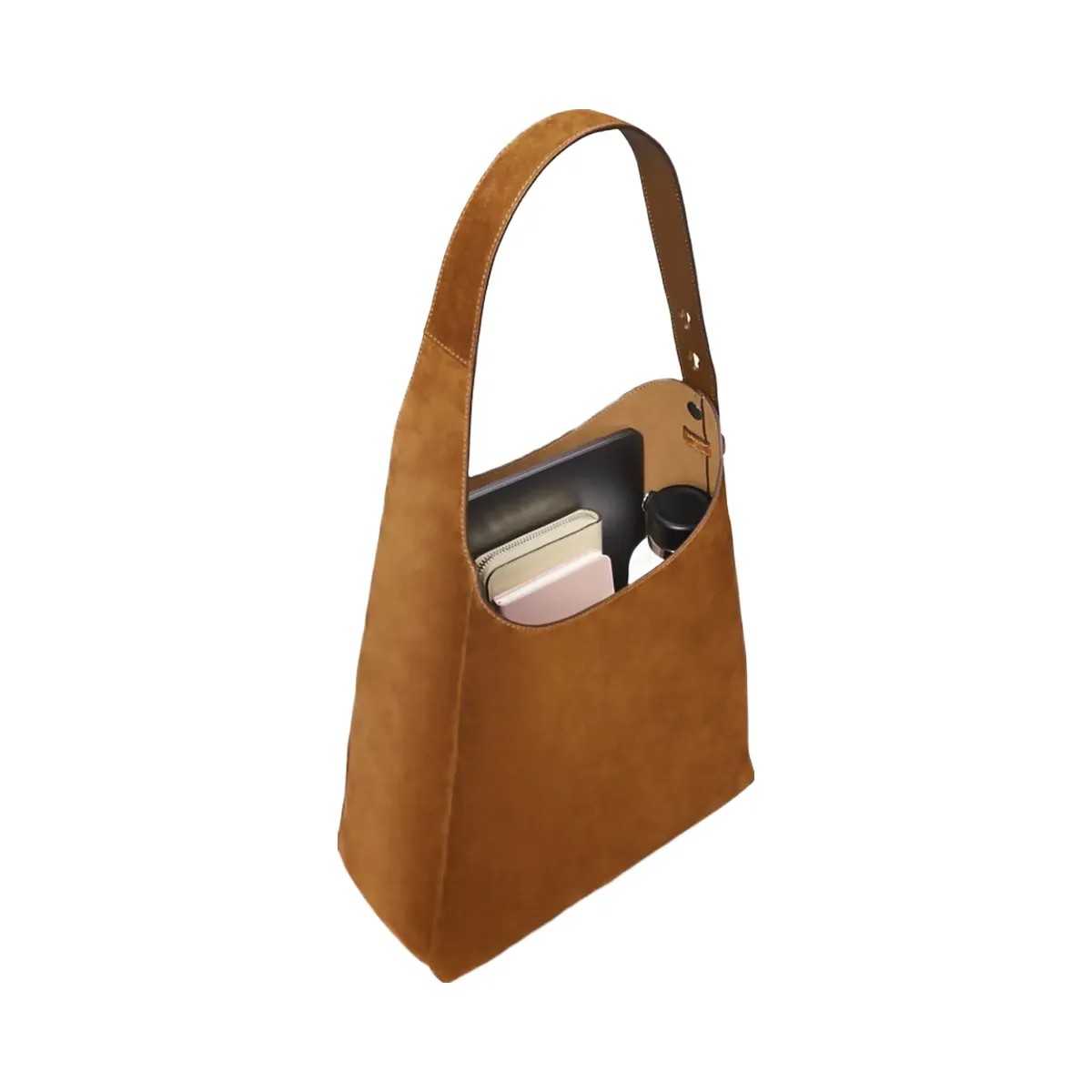Tory Burch Romy Suede Hobo Bag Caramel - HypeFly India View 2