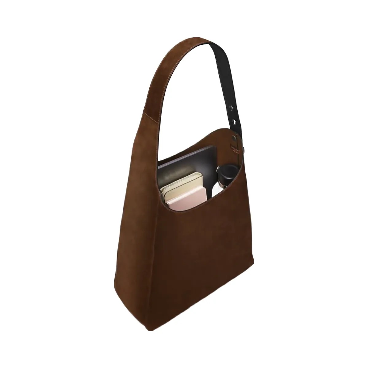 Tory Burch Romy Suede Hobo Bag Dark Cocoa - HypeFly India View 1