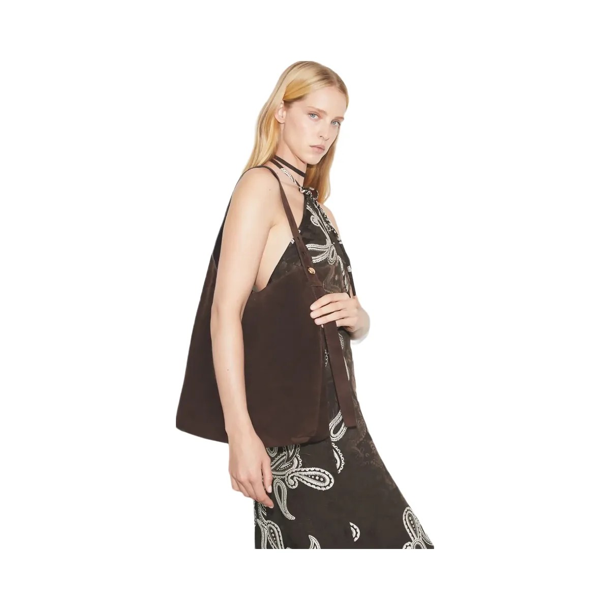 Tory Burch Romy Suede Hobo Bag Dark Cocoa - HypeFly India View 2