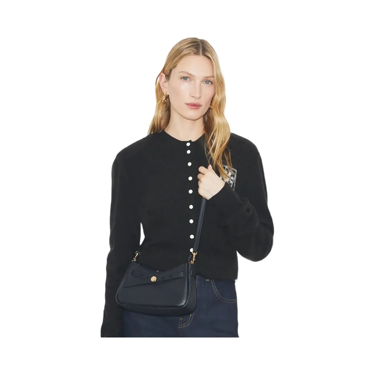 Tory Burch Romy Zip Top Crossbody Black - HypeFly India View 3