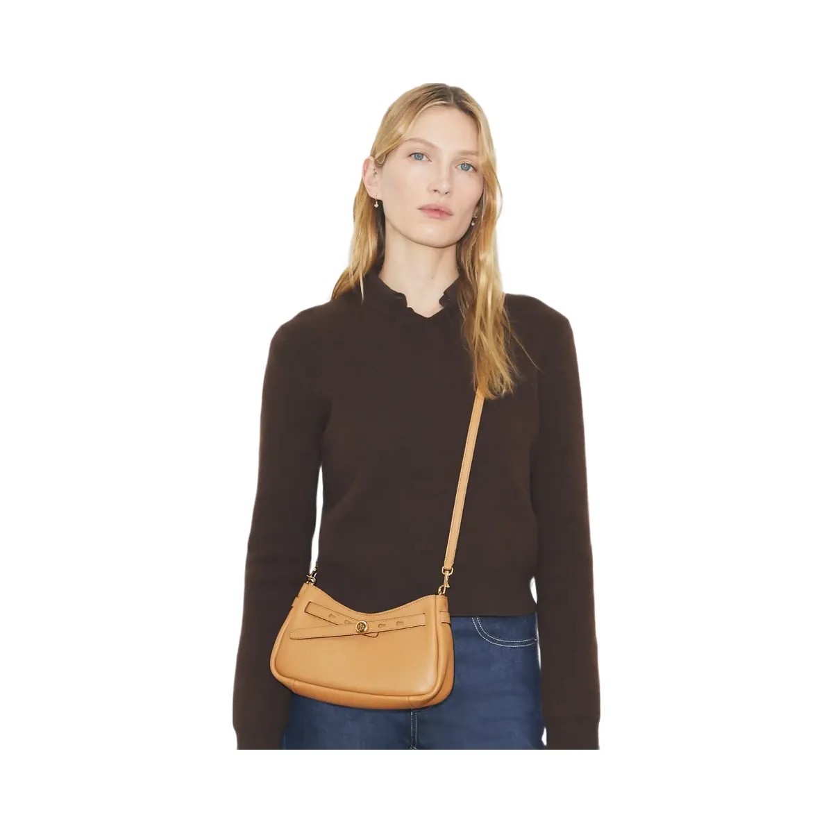 Tory Burch Romy Zip Top Crossbody Tiramisu - HypeFly India View 3