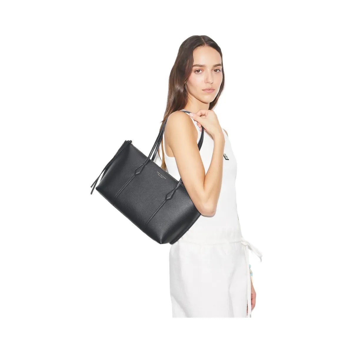 Tory Burch Small Perry Zip Tote Black - HypeFly India View 2