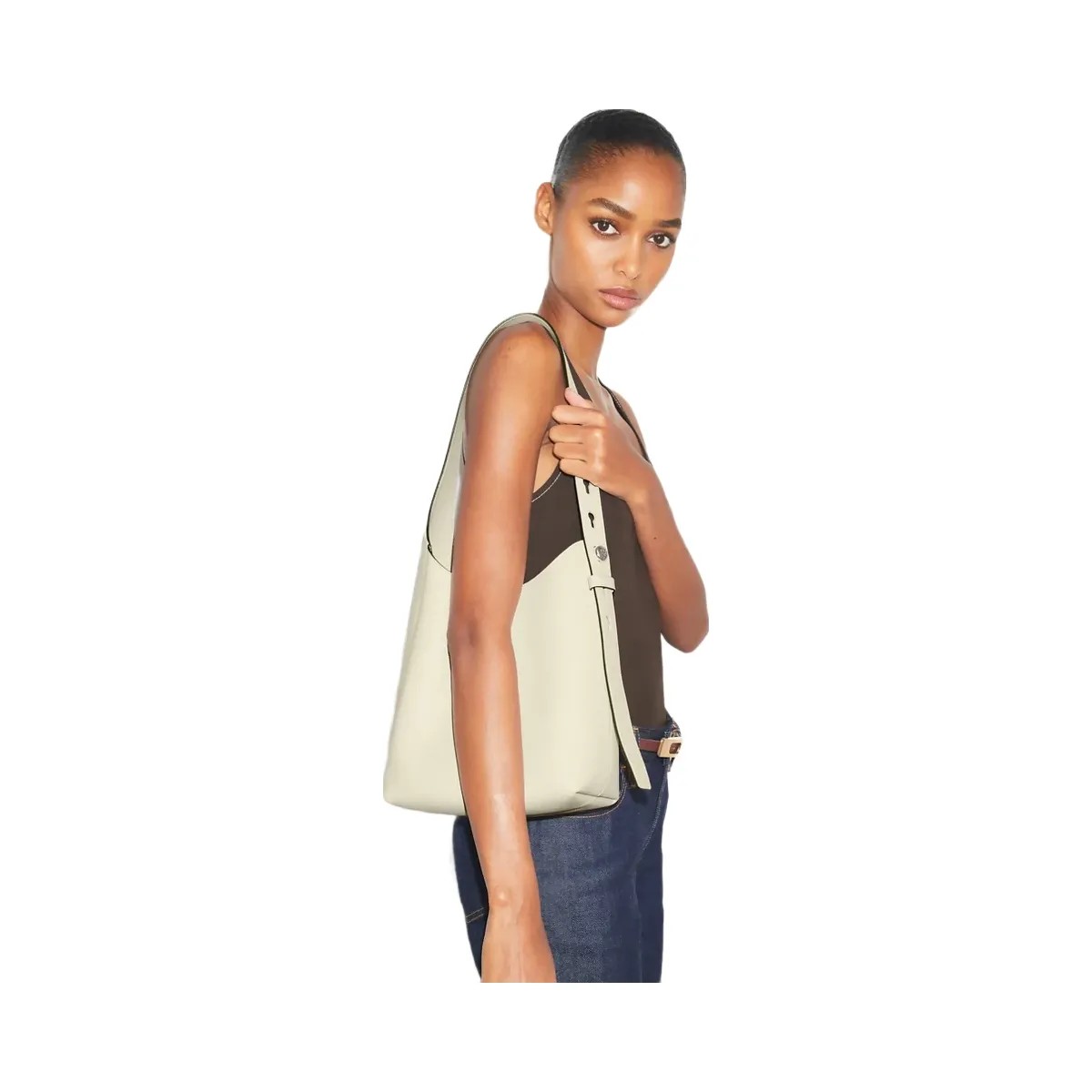 Tory Burch Small Romy Hobo Bag Light Cream - HypeFly India View 3
