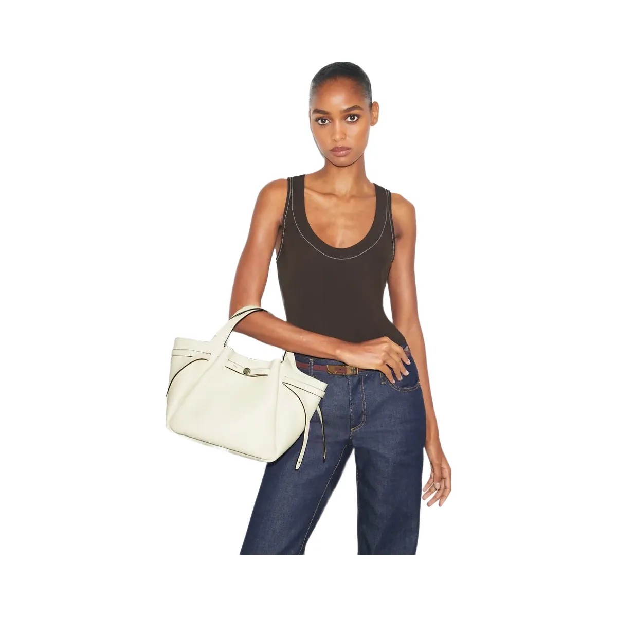 Tory Burch Small Romy Tote Light Cream - HypeFly India View 2