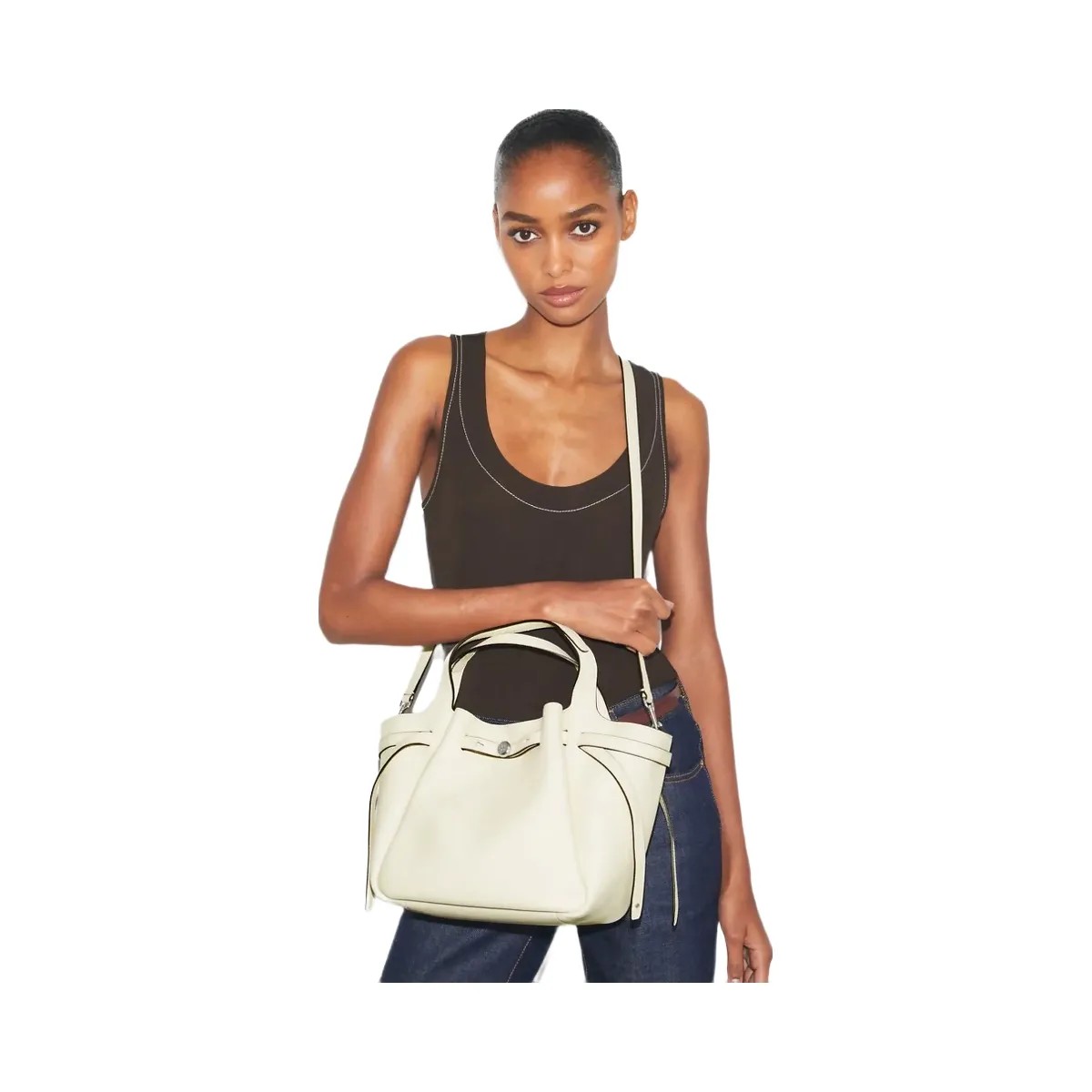 Tory Burch Small Romy Tote Light Cream - HypeFly India View 5