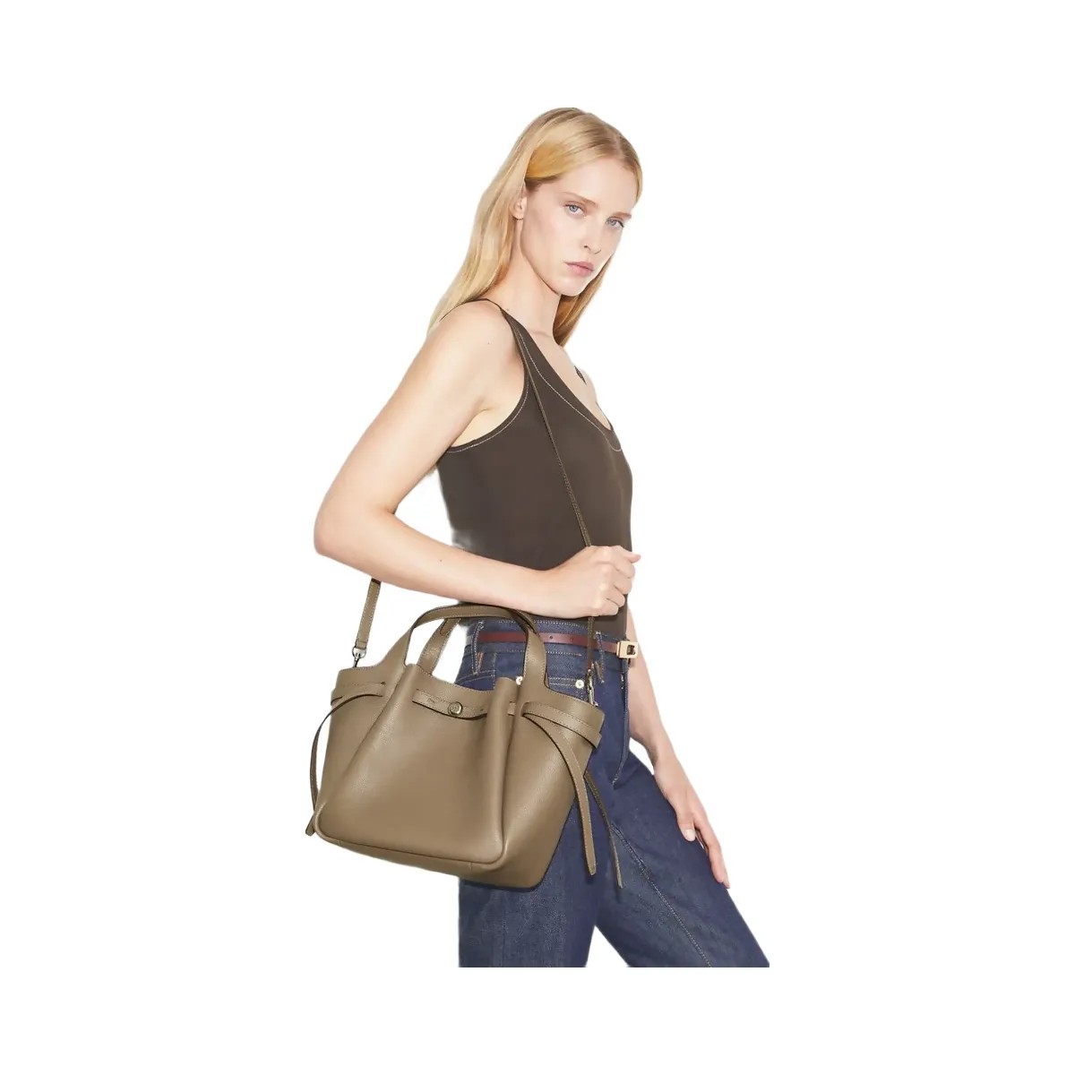 Tory Burch Small Romy Tote Wild Mushroom - HypeFly India View 5