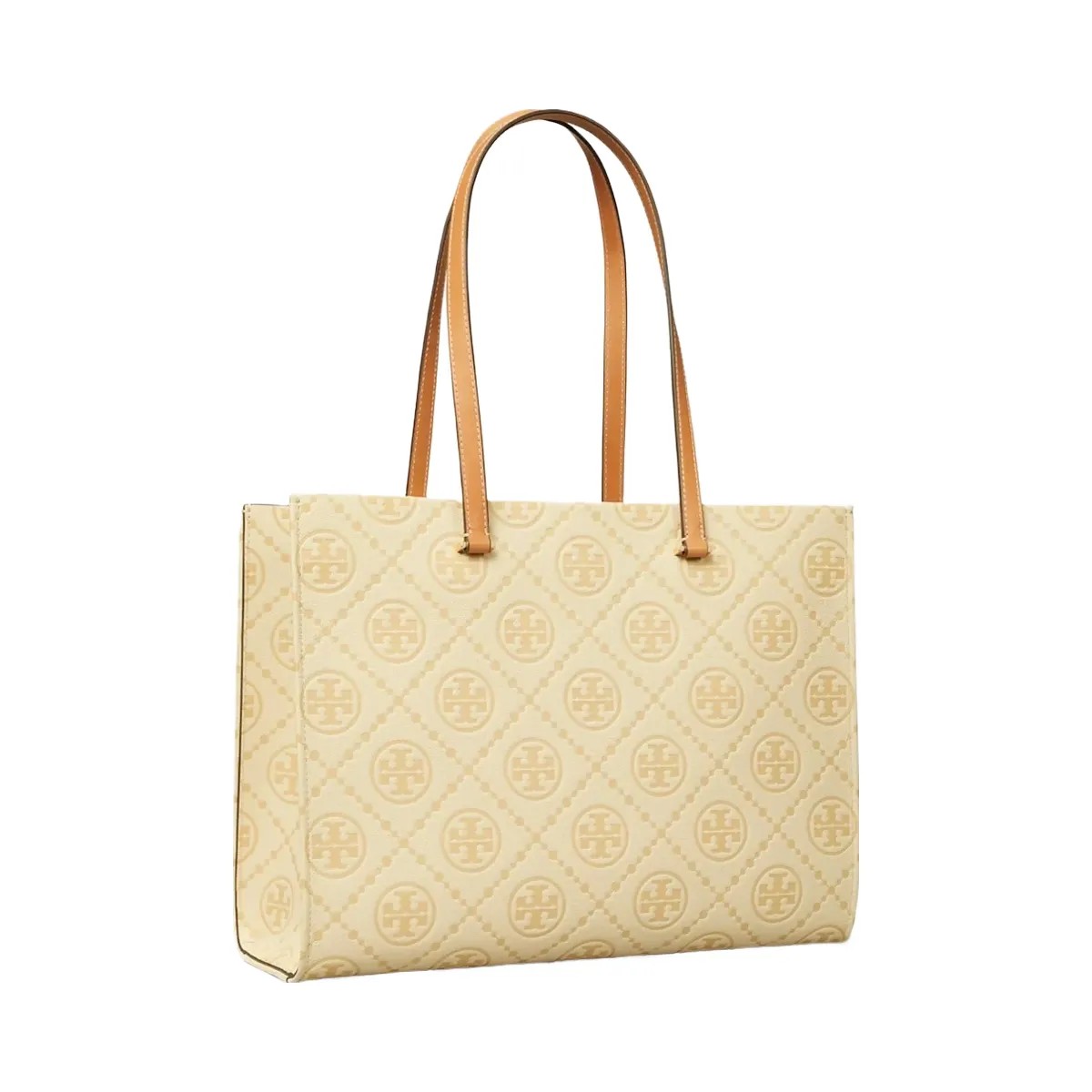 Tory Burch T Monogram Pebbled Tote Biscotti - HypeFly India View 3