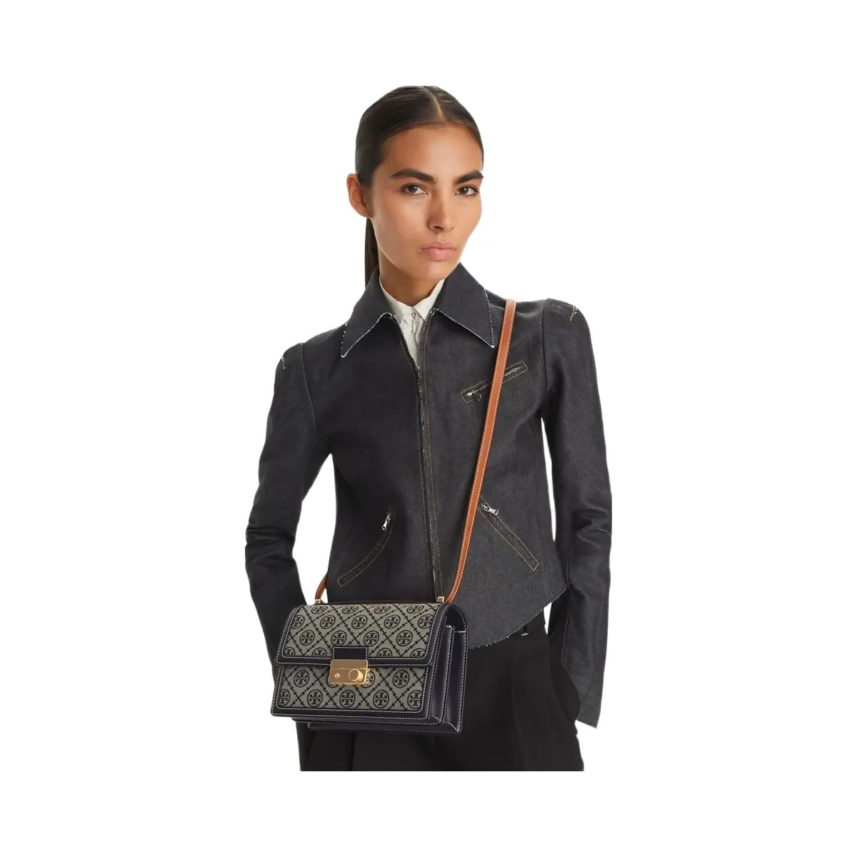 Tory Burch T Monogram Shoulder Bag Tory Navy - HypeFly India View 2