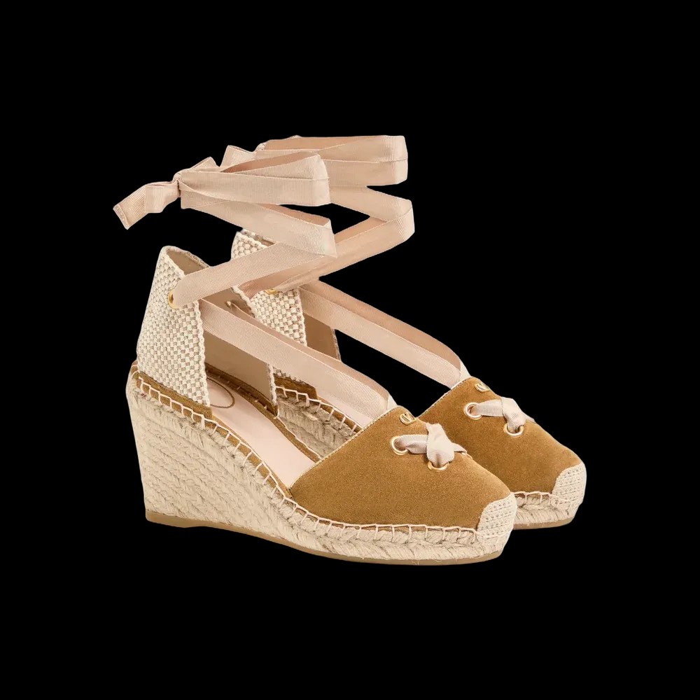 Valentino Resort Wedge In Split Leather 75mm Havana Beige - HypeFly India View 3