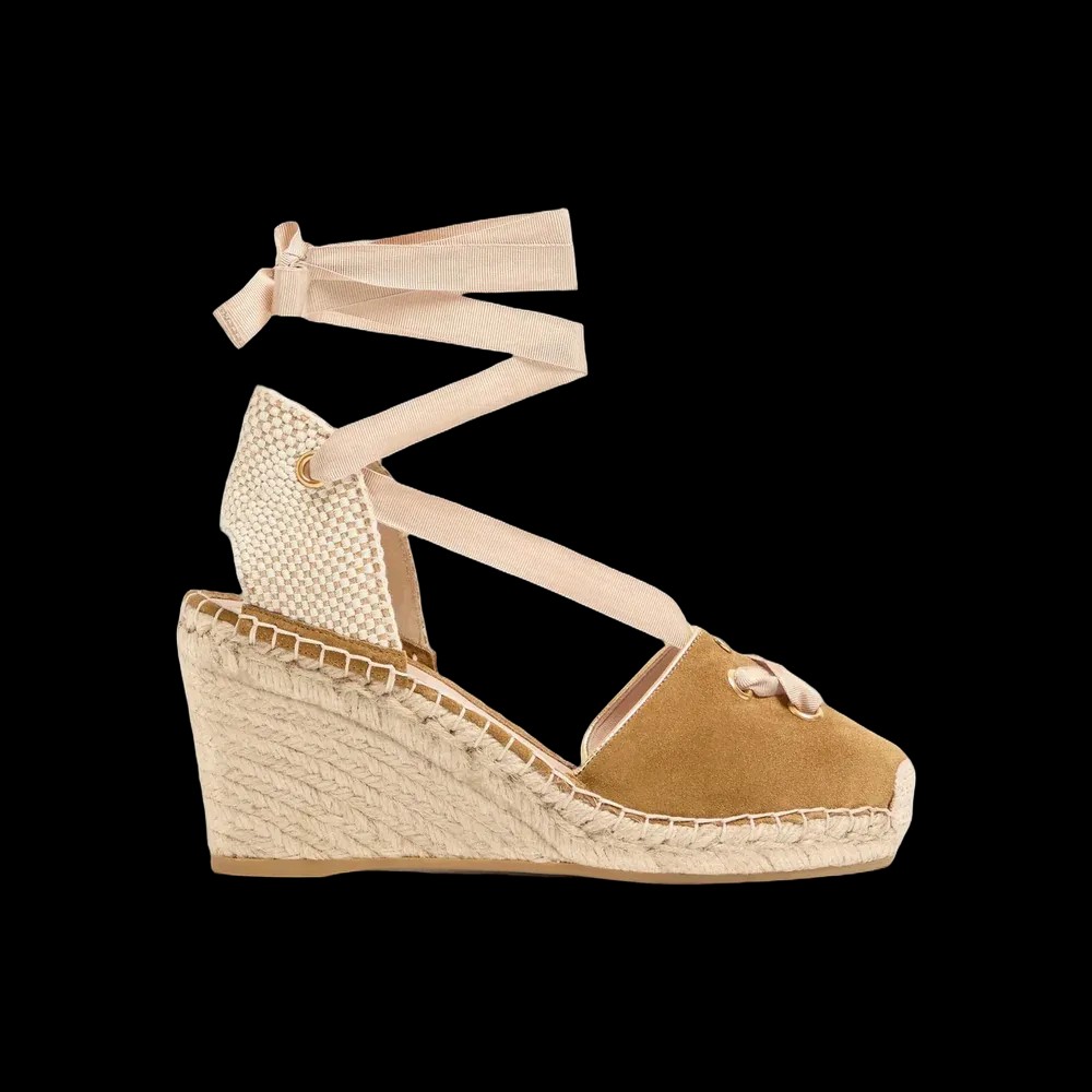 Valentino Resort Wedge In Split Leather 75mm Havana Beige - HypeFly India View 1