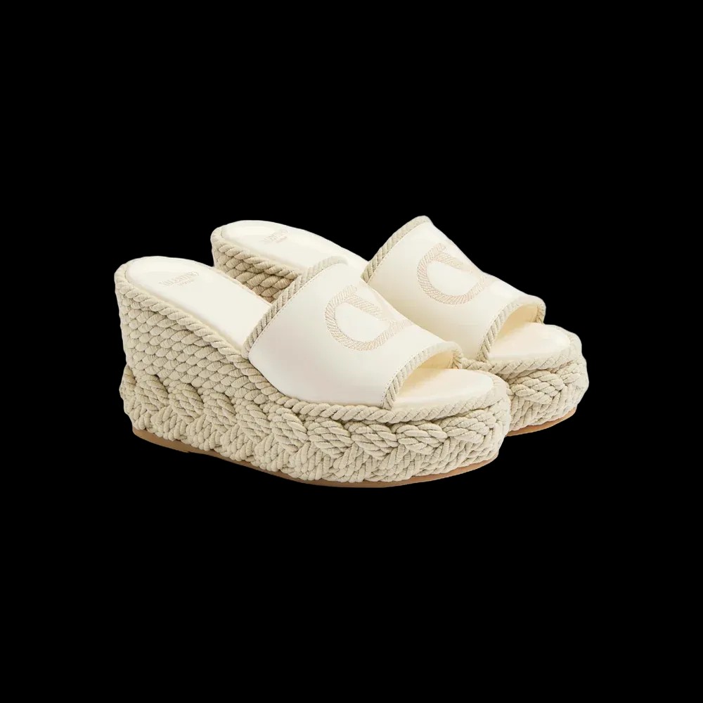 Valentino VLogo Torchon Wedge Slide In Nappa 100mm Ivory - HypeFly India View 3