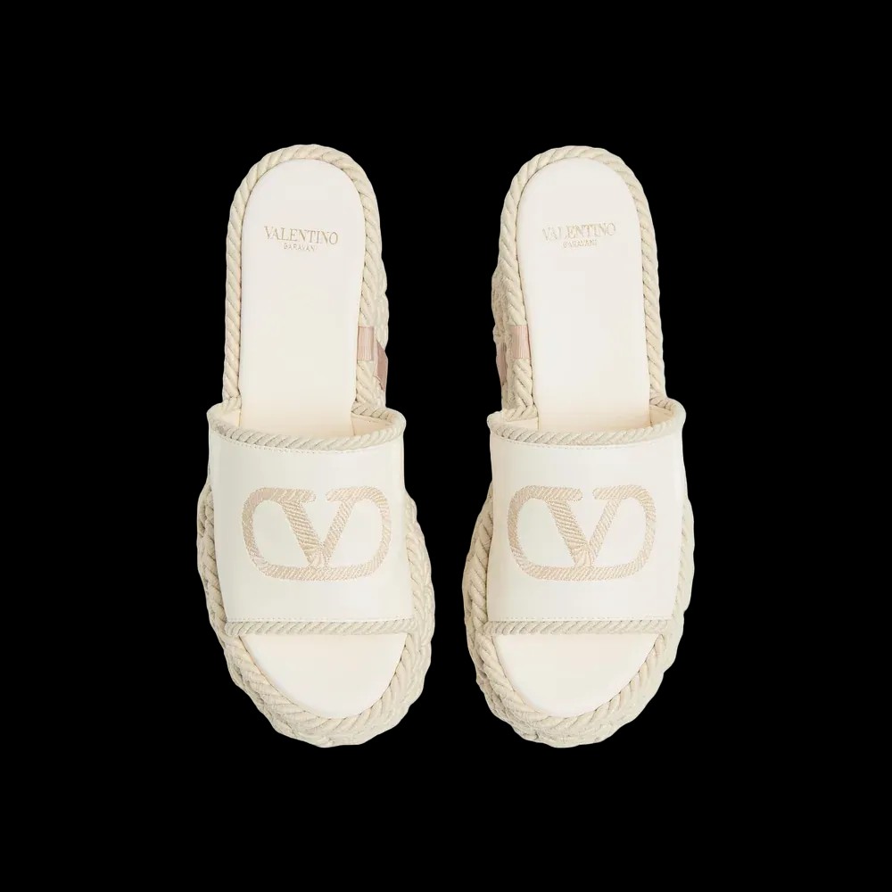 Valentino VLogo Torchon Wedge Slide In Nappa 100mm Ivory - HypeFly India View 2