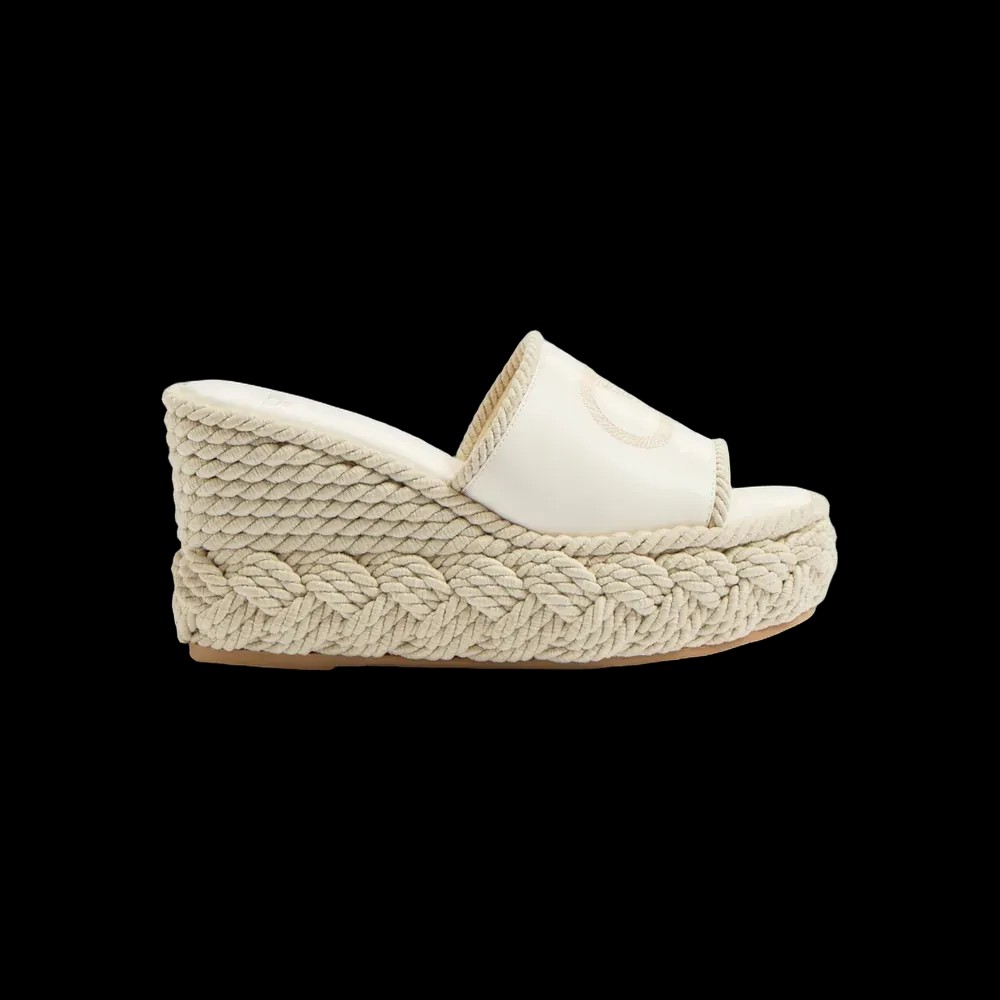 Valentino VLogo Torchon Wedge Slide In Nappa 100mm Ivory - HypeFly India View 1