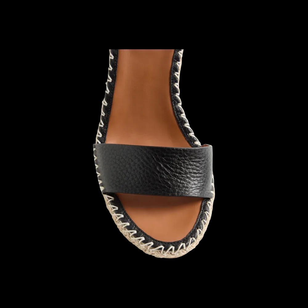 Valentino Double Rockstud Grainy Calfskin Wedge Sandal 105mm Black - HypeFly India View 4