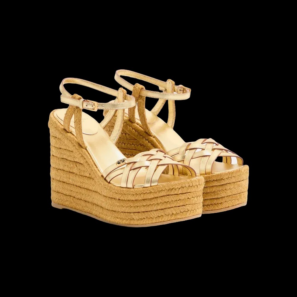 Valentino BriBri Wedge Sandal In Laminated Calfskin 120mm - HypeFly India View 3