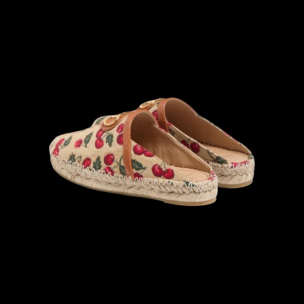 Valentino VLogo Signature Mule With Cherryfic Motif 25mm Natural - HypeFly India View 4