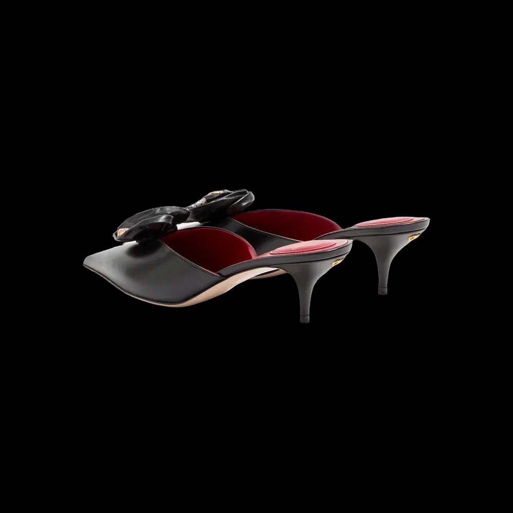 Valentino Drip Rose Kidskin Mule With Crystals 55mm Black - HypeFly India View 5