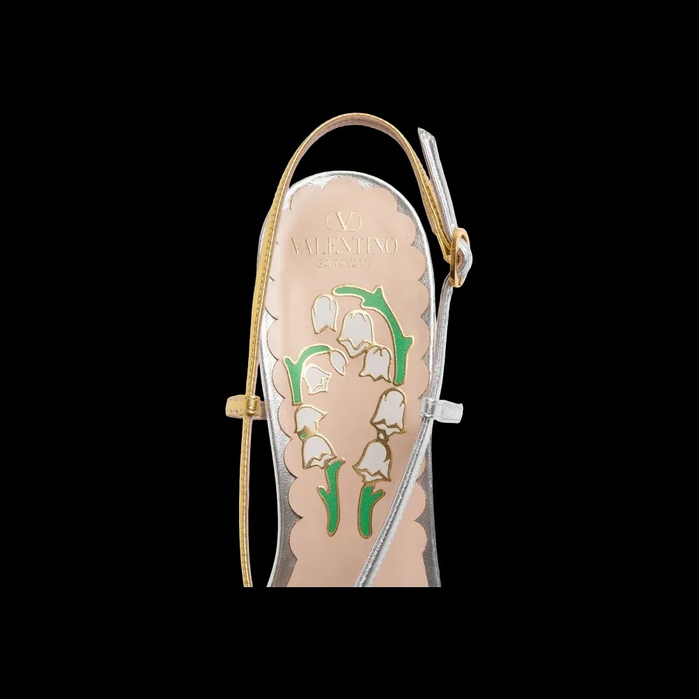 Valentino Bowow Slingback Pumps In Moirè Fabric 45mm Silver - HypeFly India View 4
