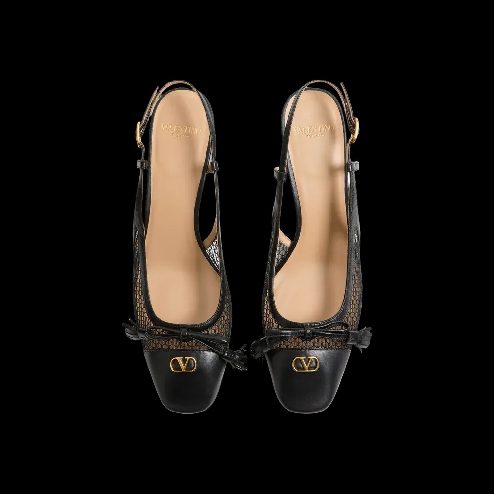 Valentino Valet Du Roi Slingback Pump In Mesh And Kidskin 60mm Black - HypeFly India View 2