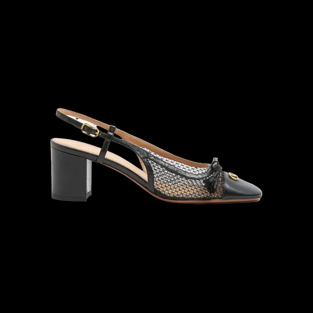 Valentino Valet Du Roi Slingback Pump In Mesh And Kidskin 60mm Black - HypeFly India View 1