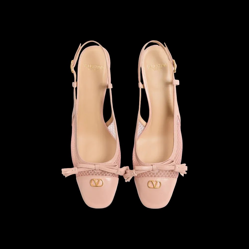 Valentino Valet Du Roi Slingback Pump In Mesh And Kidskin 60mm Pink - HypeFly India View 2