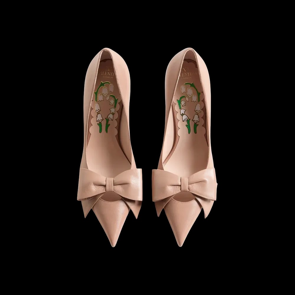 Valentino Bowow Pump In Kidskin 100mm Rose Cannelle - HypeFly India View 2
