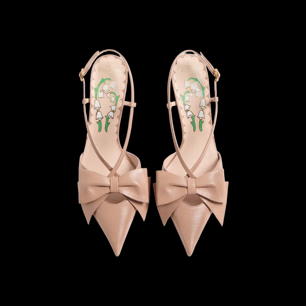 Valentino Bowow Slingback Pumps In Kidskin 85mm Rose Cannelle - HypeFly India View 2