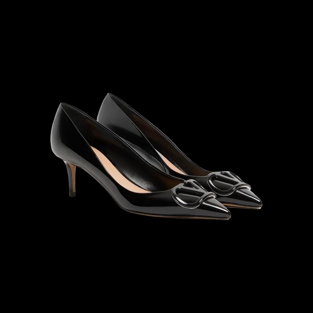 Valentino VLogo Signature Patent Leather Pumps 60mm Black - HypeFly India View 3